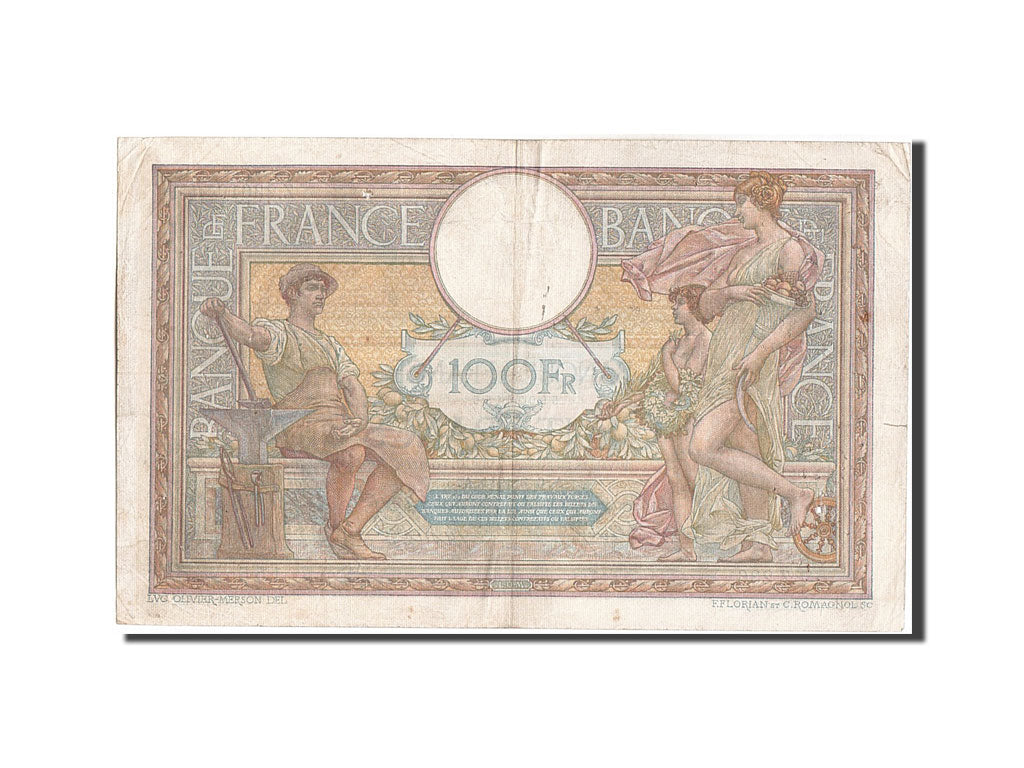 Banconote, Francia, 100 Francs, 100 F 1908-1939 ''Luc Olivier Merson'', 1914