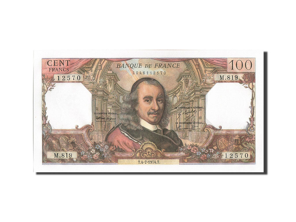 Biljet, Frankrijk, 100 Francs, 100 F 1964-1979 ''Corneille'', 1974, 1974-07-04