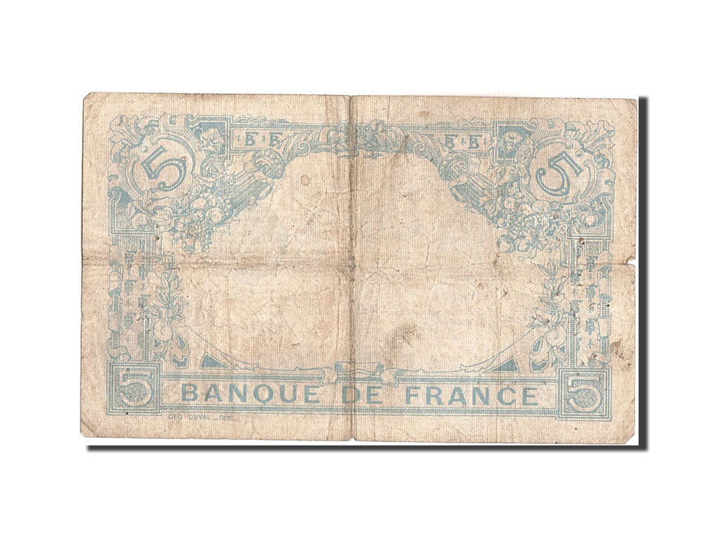 Banknot, Francja, 5 Francs, Bleu, 1915, 1915-09-18, VF(20-25), Fayette:2.31