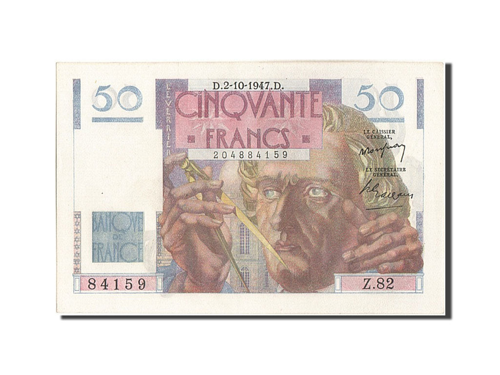 Banconote, Francia, 50 Francs, 50 F 1946-1951 ''Le Verrier'', 1947, 1947-10-02