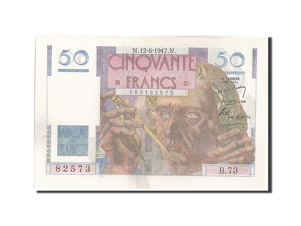 Banknot, Francja, 50 Francs, Le Verrier, 1947, 1947-06-12, UNC(63)