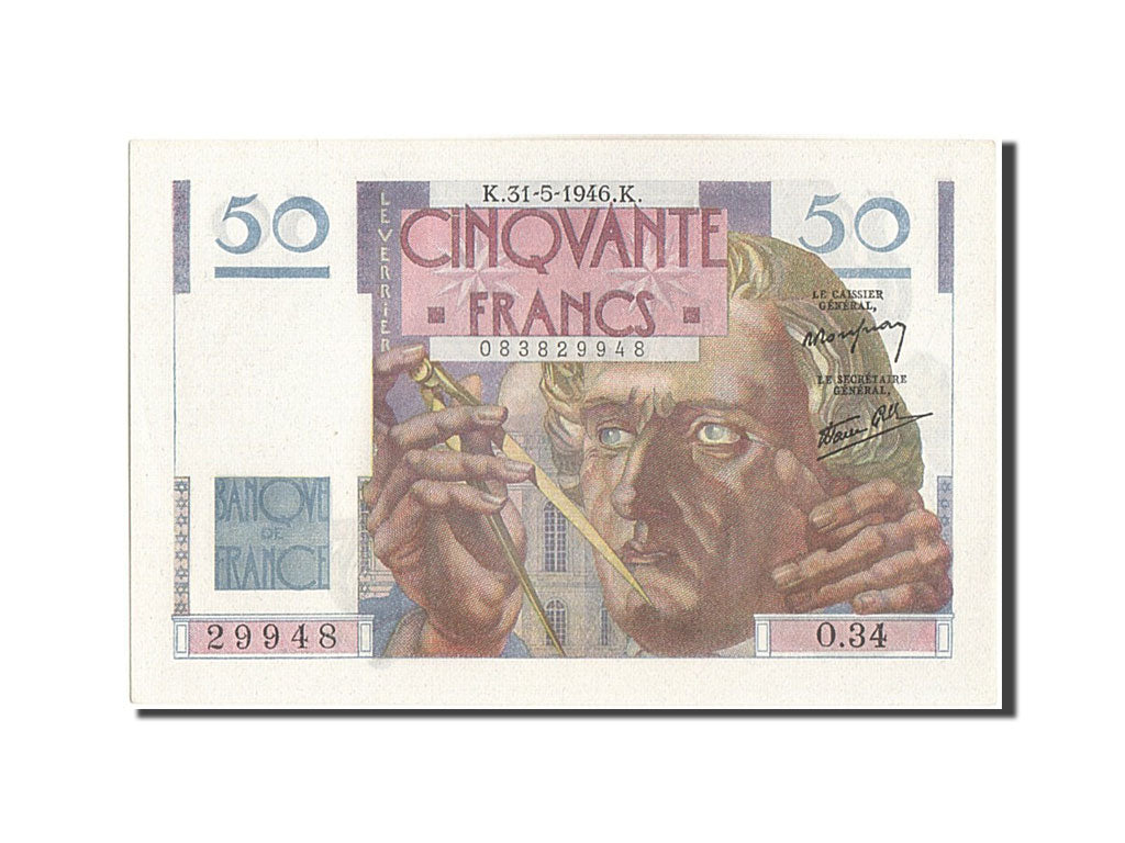 Banknote, France, 50 Francs, 50 F 1946-1951 ''Le Verrier'', 1946, 1946-05-31