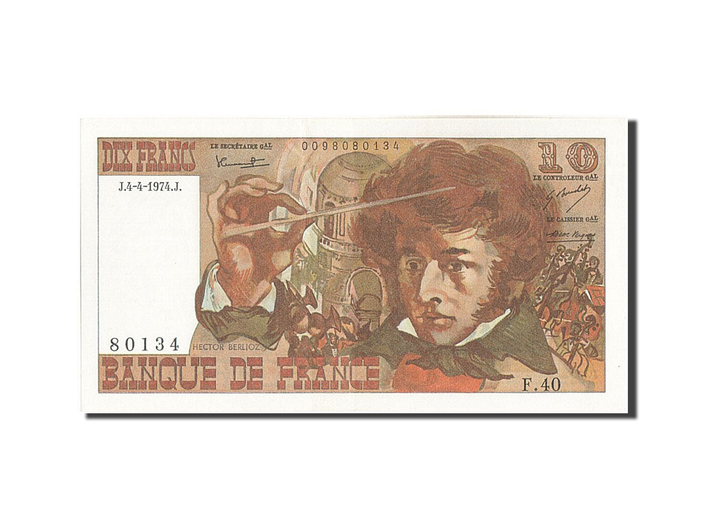 Biljet, Frankrijk, 10 Francs, 10 F 1972-1978 ''Berlioz'', 1974, 1974-04-04, SPL