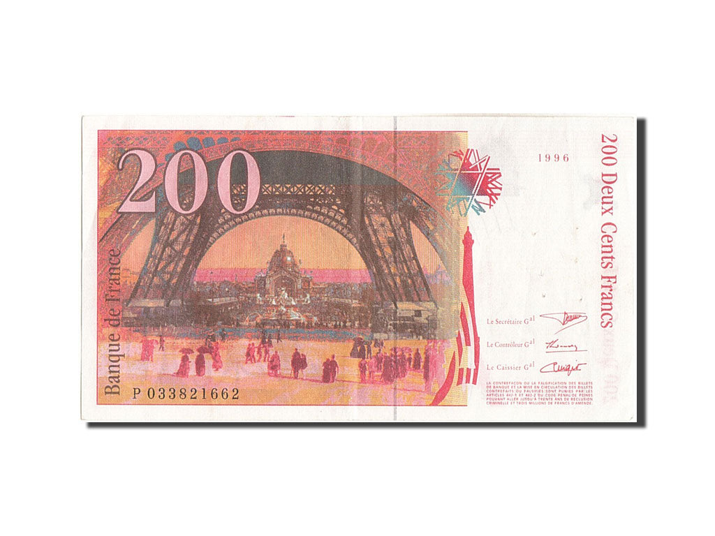 Billete, Francia, 200 Francs, 200 F 1995-1999 ''Eiffel'', 1996, MBC
