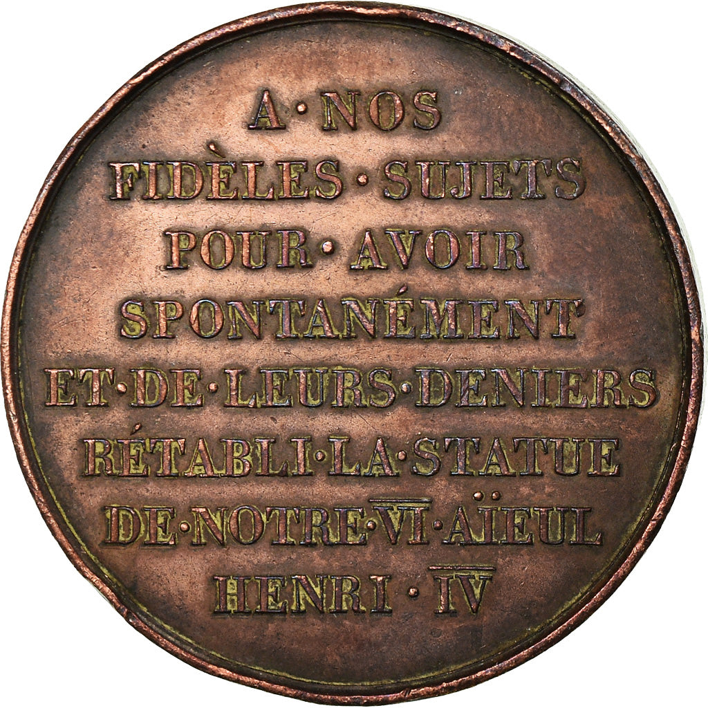 Francja, Medal, Louis XVIII, Rétablissement de la statue d'Henri IV, Historia