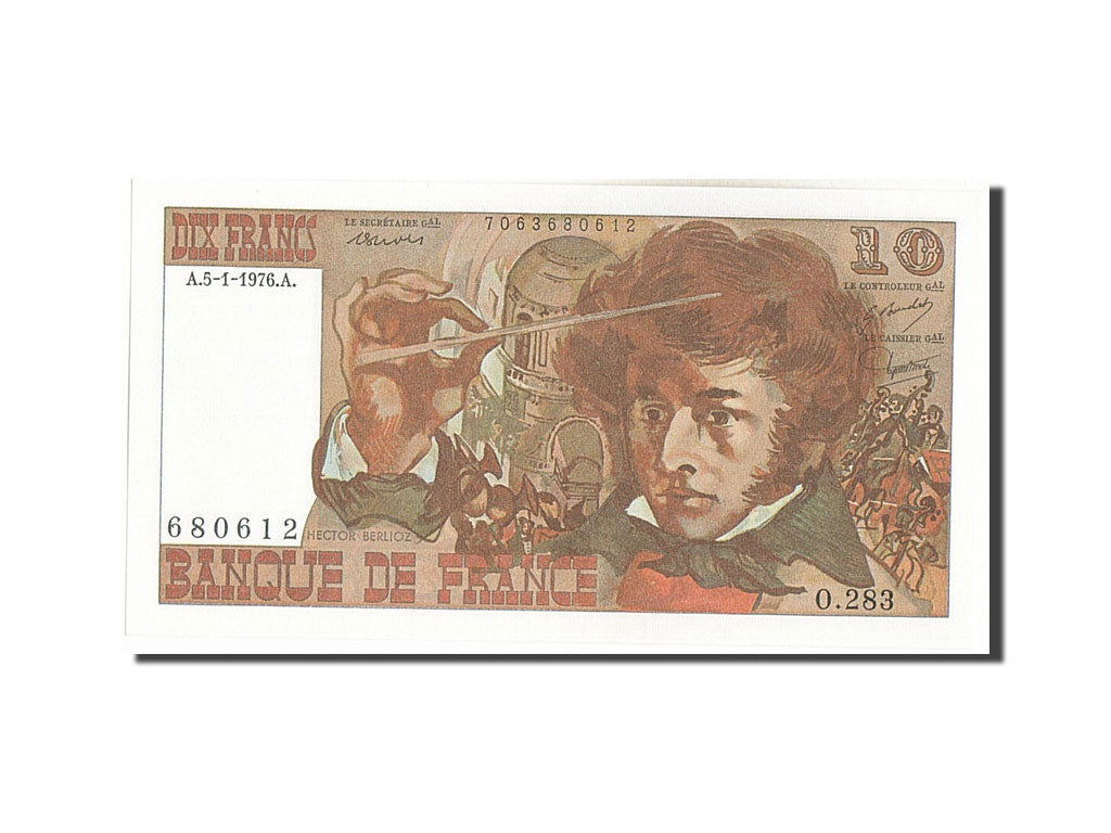 Geldschein, Frankreich, 10 Francs, 10 F 1972-1978 ''Berlioz'', 1976, 1976-01-05