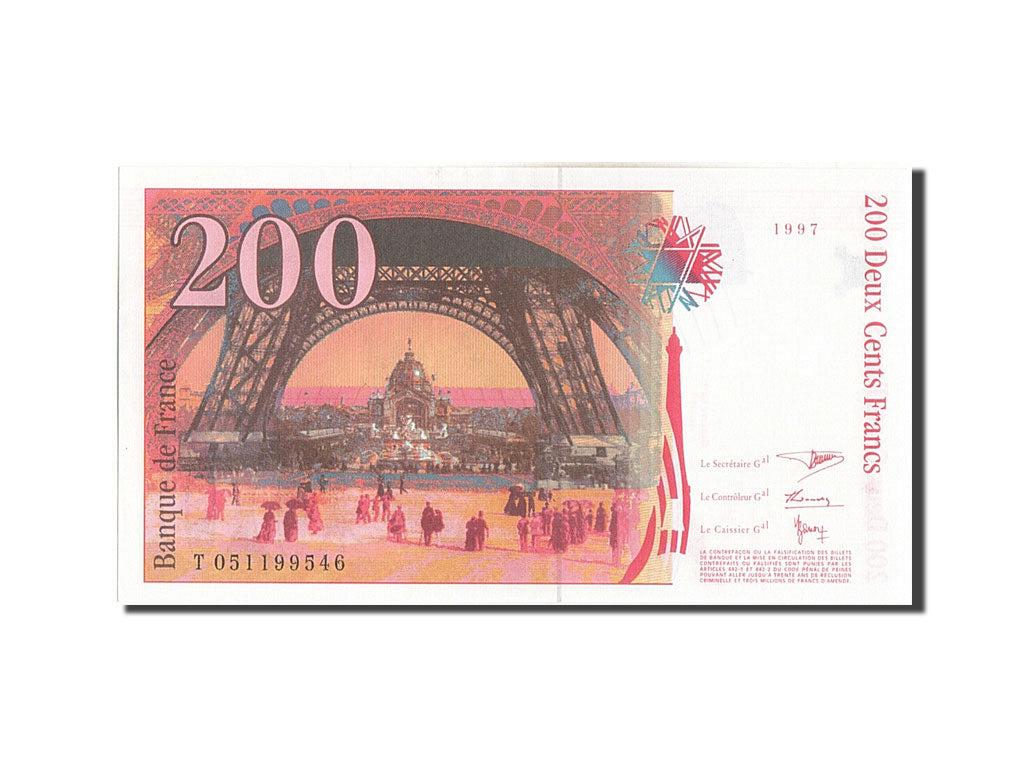 Banknote, France, 200 Francs, 200 F 1995-1999 ''Eiffel'', 1997, UNC(64)