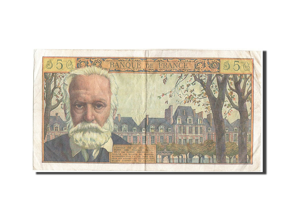 Billete, Francia, 5 Nouveaux Francs, 5 NF 1959-1965 ''Victor Hugo'', 1962