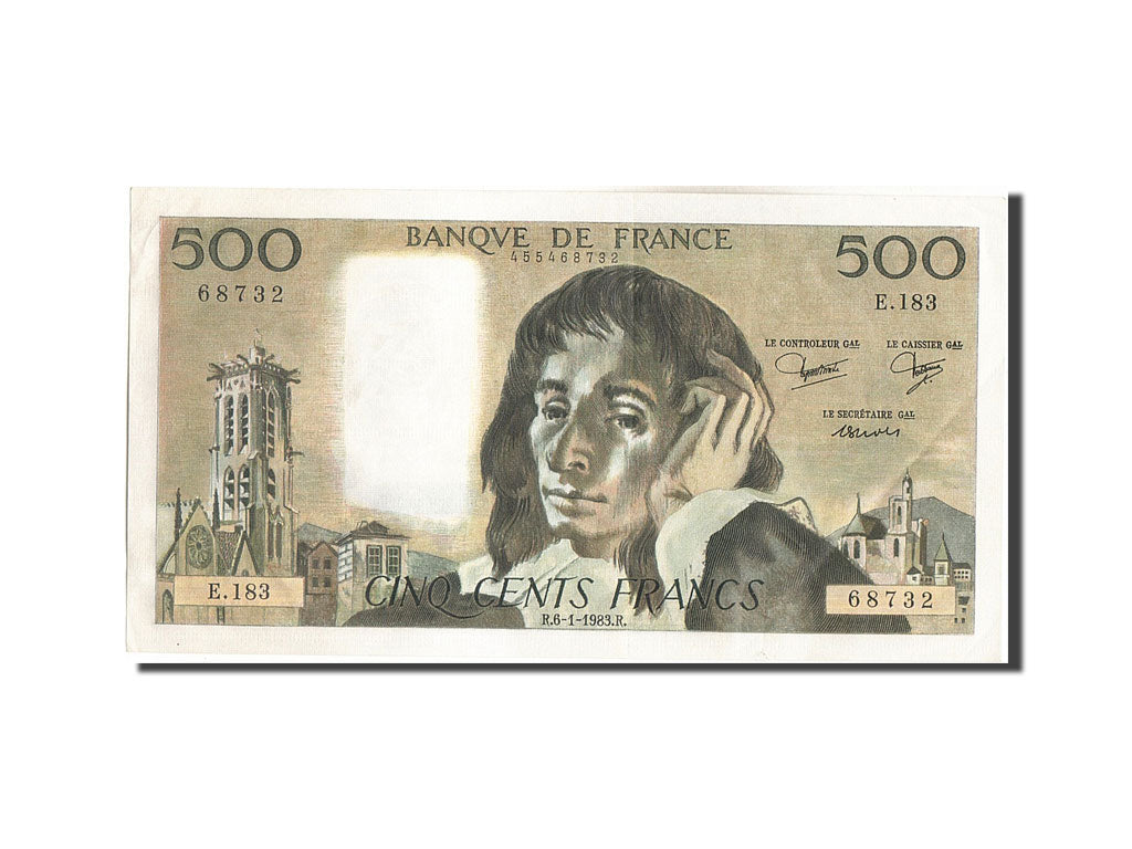 Geldschein, Frankreich, 500 Francs, 500 F 1968-1993 ''Pascal'', 1983