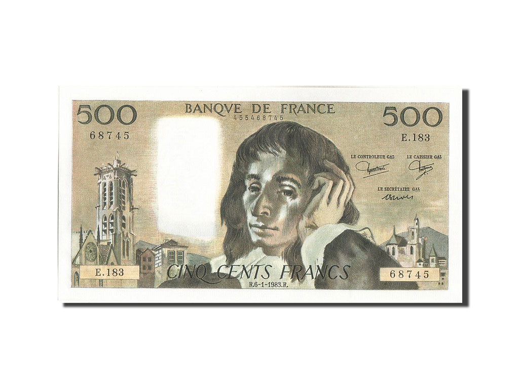 Banknote, France, 500 Francs, 500 F 1968-1993 ''Pascal'', 1983, 1983-01-06