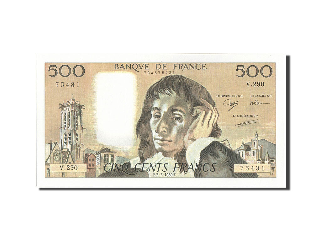 Biljet, Frankrijk, 500 Francs, 500 F 1968-1993 ''Pascal'', 1989, 1989-02-02