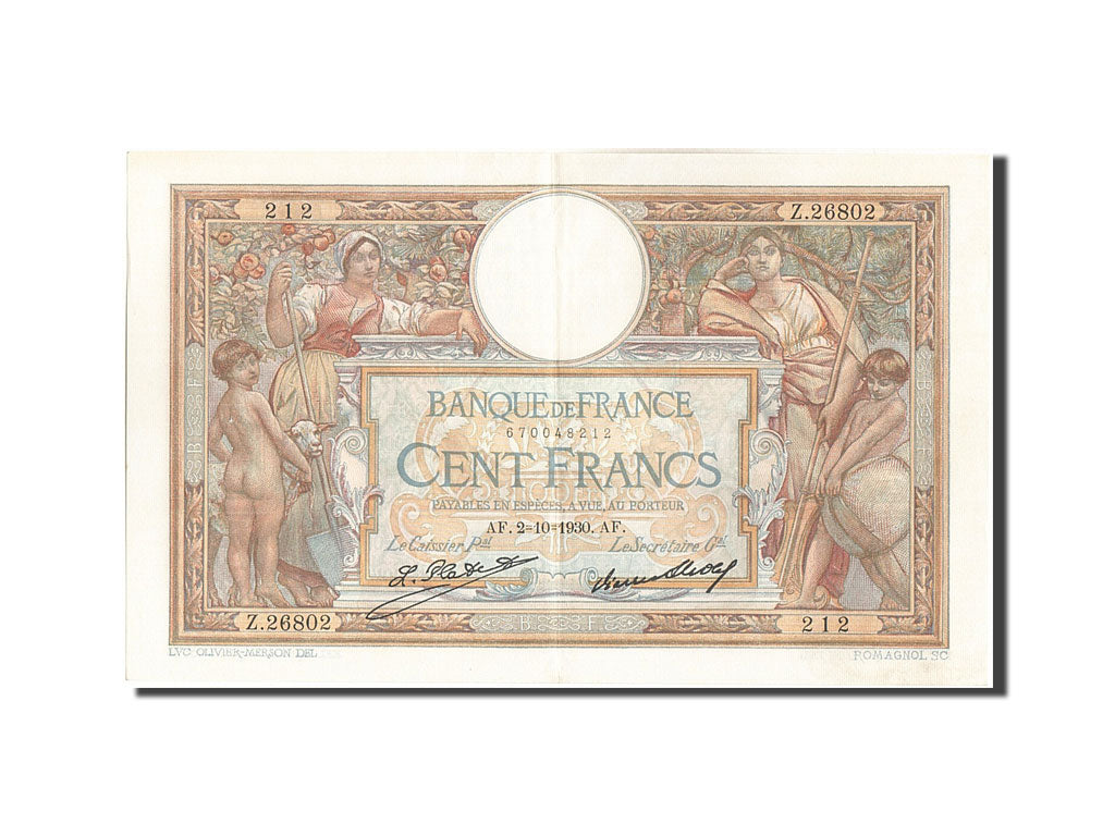 Banknot, Francja, 100 Francs, Luc Olivier Merson, 1930, 1930-10-02, UNC(60-62)