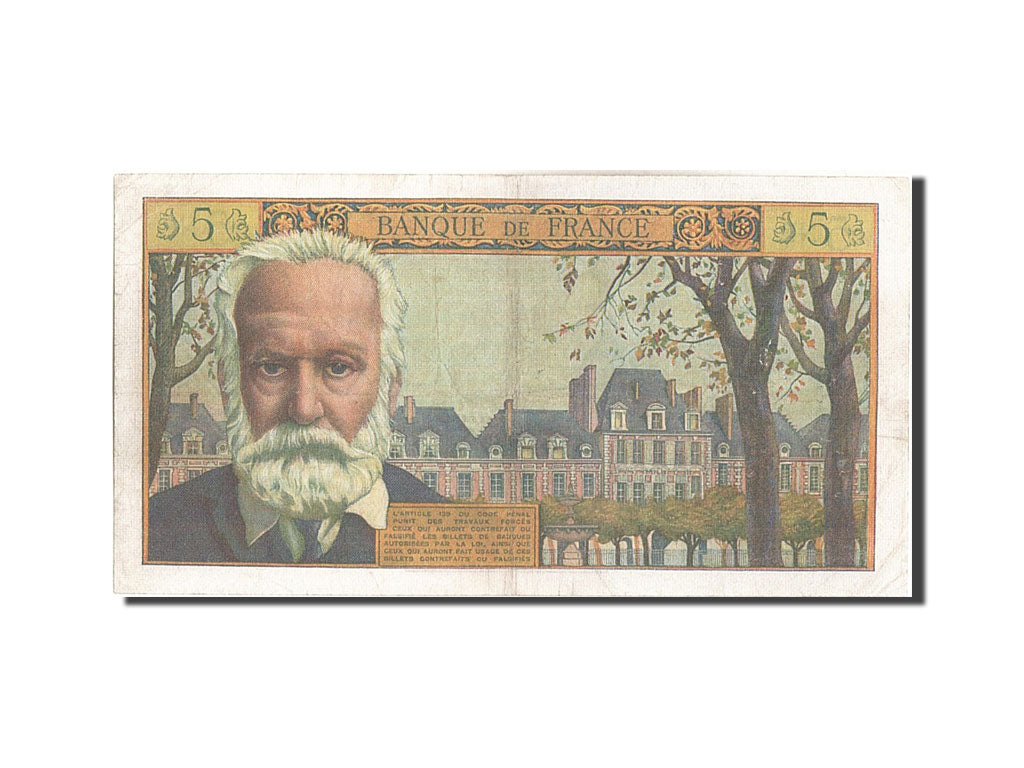 Billete, Francia, 5 Nouveaux Francs, 5 NF 1959-1965 ''Victor Hugo'', 1962