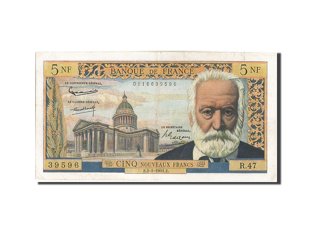 Billete, Francia, 5 Nouveaux Francs, 5 NF 1959-1965 ''Victor Hugo'', 1961