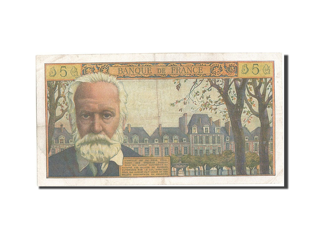 Billete, Francia, 5 Nouveaux Francs, 5 NF 1959-1965 ''Victor Hugo'', 1961