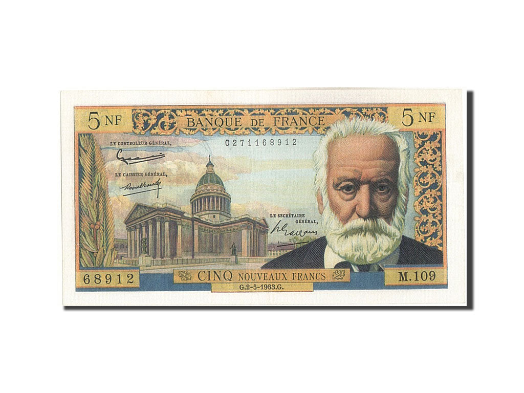 Billete, Francia, 5 Nouveaux Francs, 5 NF 1959-1965 ''Victor Hugo'', 1963