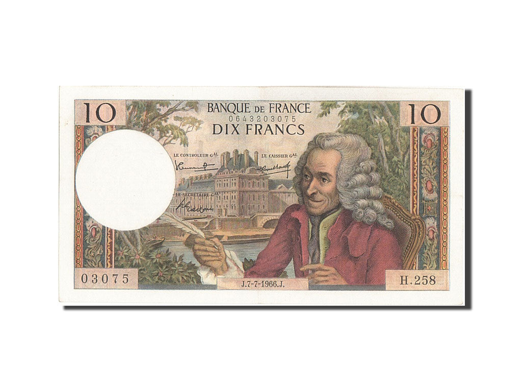 Banknote, France, 10 Francs, 10 F 1963-1973 ''Voltaire'', 1966, 1966-07-07