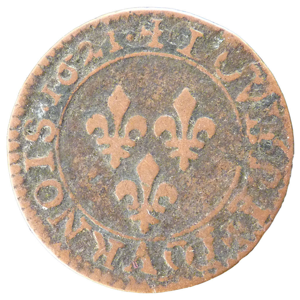 Moneta, Francia, Louis XIII, Double tournois, buste juvénile, Double Tournois