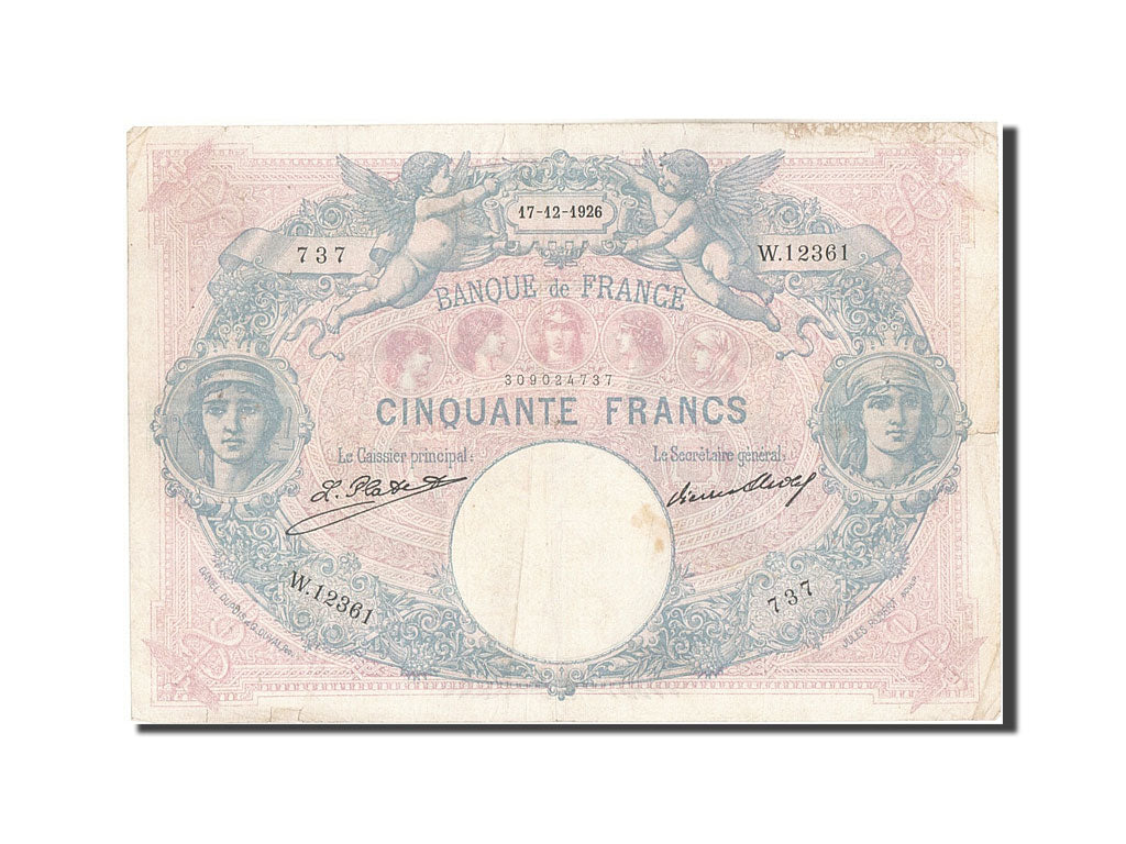 Geldschein, Frankreich, 50 Francs, 50 F 1889-1927 ''Bleu et Rose'', 1926