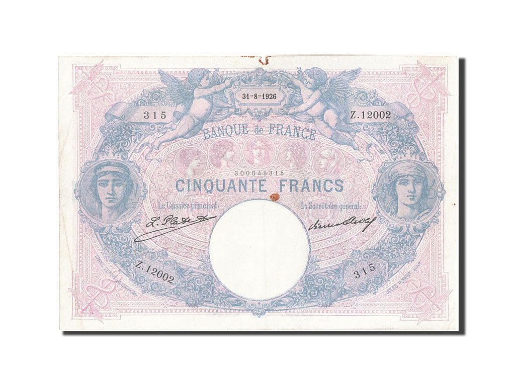Billet, France, 50 Francs, 50 F 1889-1927 ''Bleu et Rose'', 1926, TB+