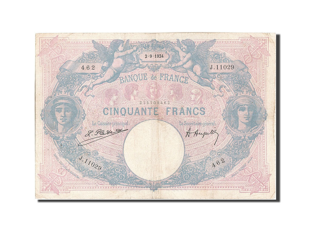 Biljet, Frankrijk, 50 Francs, 50 F 1889-1927 ''Bleu et Rose'', 1924, 1924-09-02