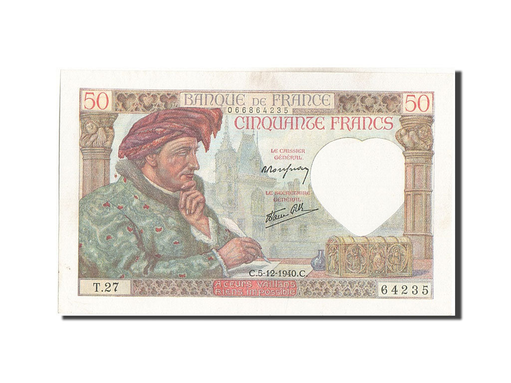 Banknote, France, 50 Francs, 50 F 1940-1942 ''Jacques Coeur'', 1940, 1940-12-05