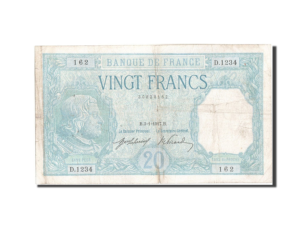 Banknote, France, 20 Francs, 20 F 1916-1919 ''Bayard'', 1917, 1917-01-03