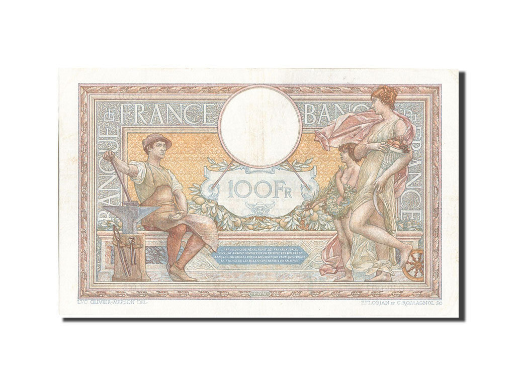 Banconote, Francia, 100 Francs, 100 F 1908-1939 ''Luc Olivier Merson'', 1931