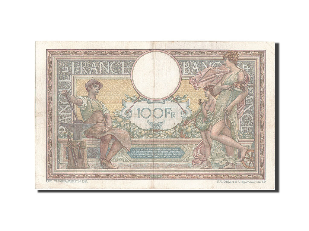 Banconote, Francia, 100 Francs, 100 F 1908-1939 ''Luc Olivier Merson'', 1919