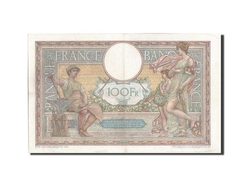 Banconote, Francia, 100 Francs, 100 F 1908-1939 ''Luc Olivier Merson'', 1919