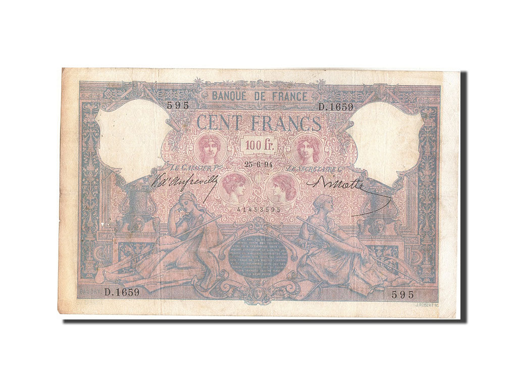 Banknote, France, 100 Francs, 100 F 1888-1909 ''Bleu et Rose'', 1994