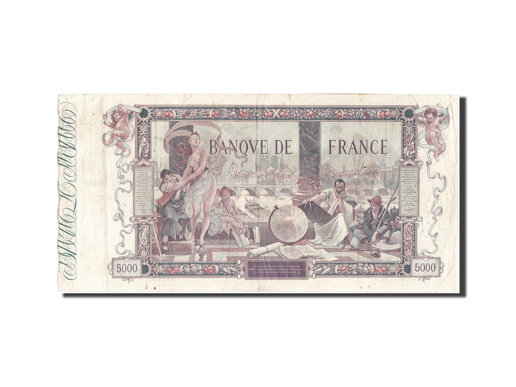 France, 5000 Francs, Flameng, 1918-01-09, A.7, VF 20, PMG