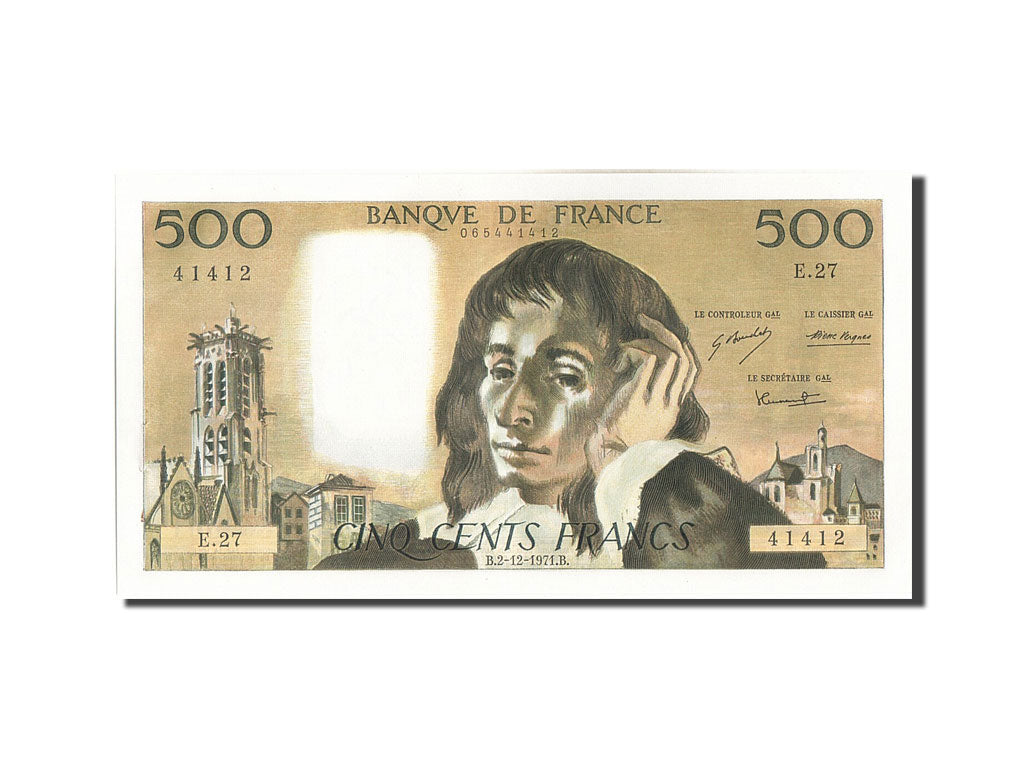 Banknote, France, 500 Francs, 500 F 1968-1993 ''Pascal'', 1971, 1971-12-02