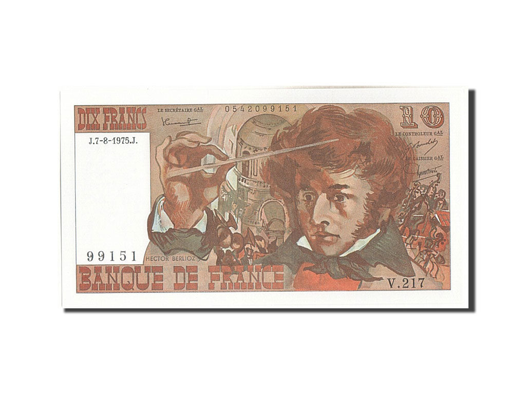 Banconote, Francia, 10 Francs, 10 F 1972-1978 ''Berlioz'', 1975, SPL+