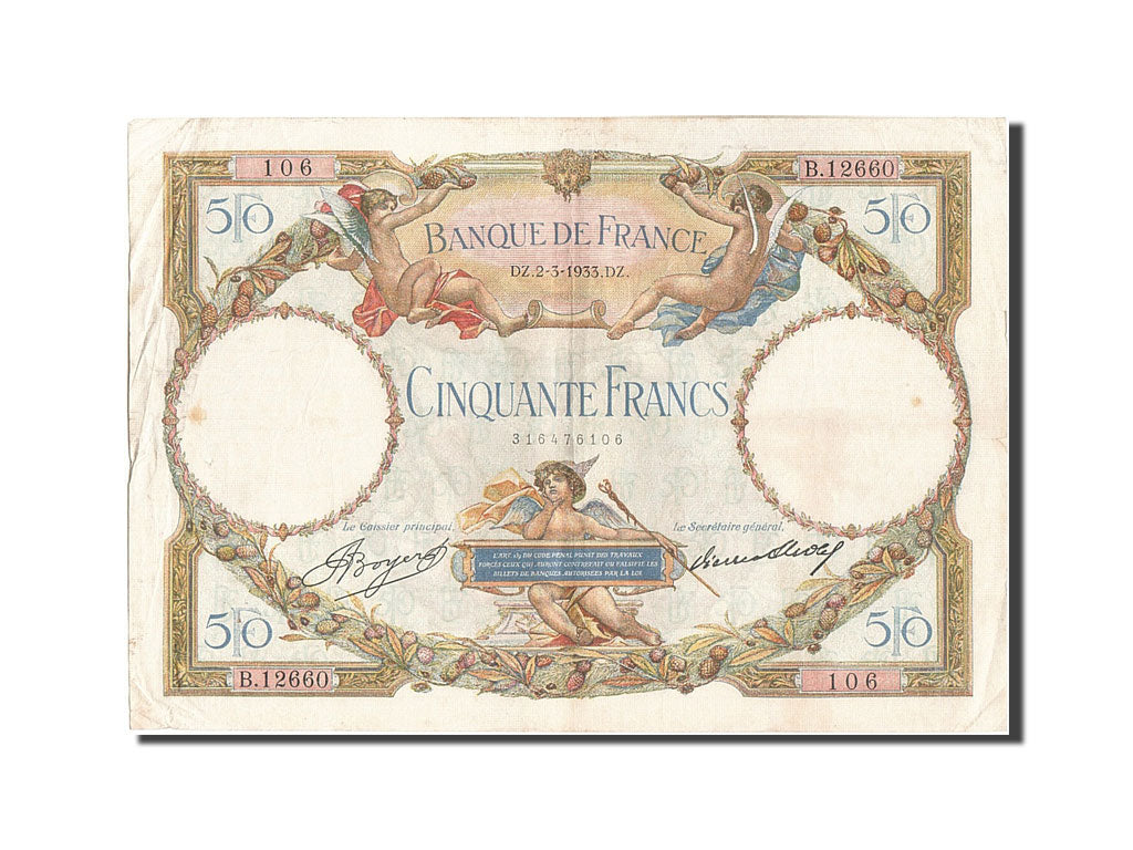 Banknote, France, 1000 Francs, 50 F 1927-1934 ''Luc Olivier Merson'', 1933