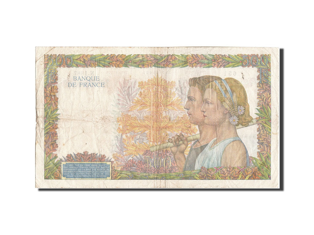 Banknot, Francja, 500 Francs, La Paix, 1941, 1941-01-09, VF(30-35)