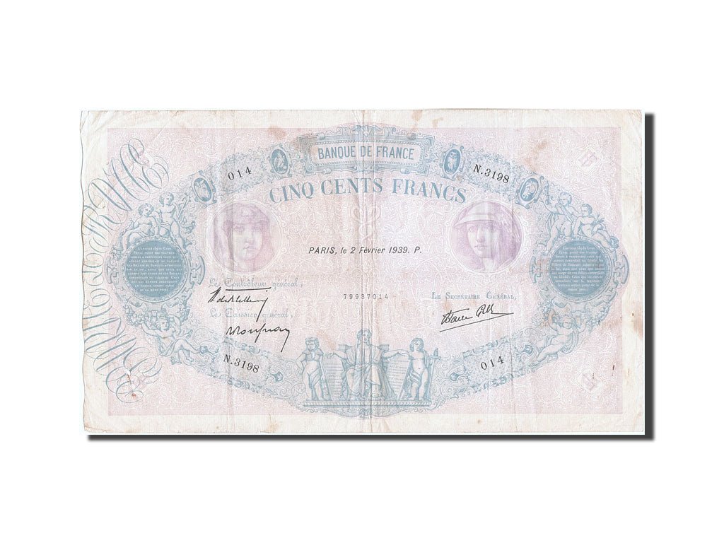 Banknote, France, 500 Francs, 500 F 1888-1940 ''Bleu et Rose'', 1939