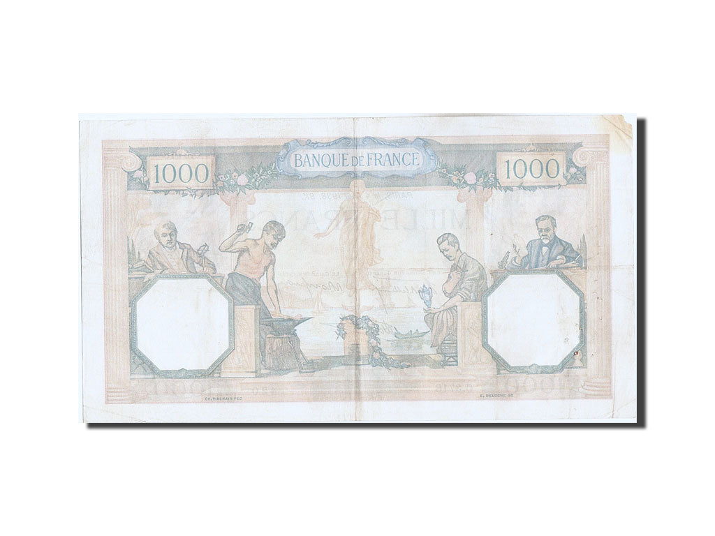 Banknote, France, 1000 Francs, 1 000 F 1927-1940 ''Cérès et Mercure'', 1938