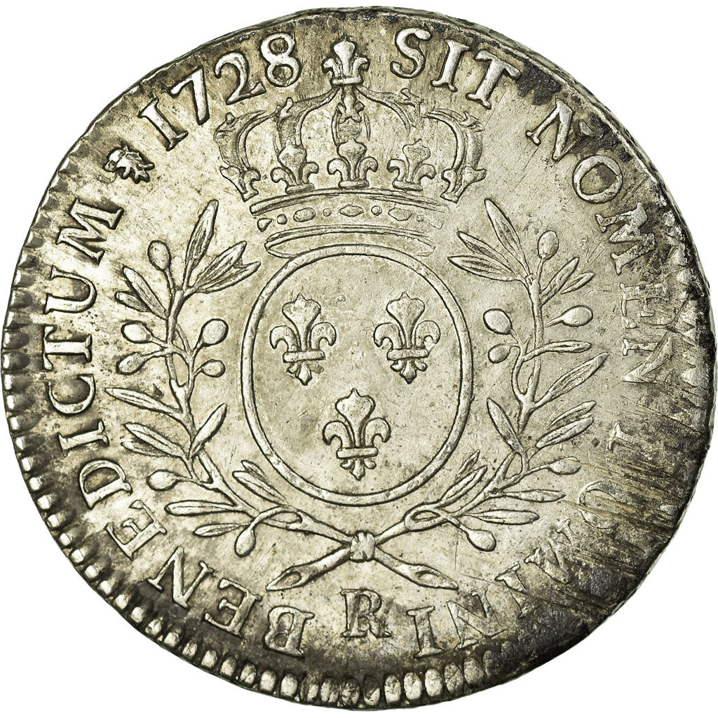 Coin, France, Louis XV, 1/2 Écu aux branches d'olivier, 1/2 ECU, 44 Sols, 1728