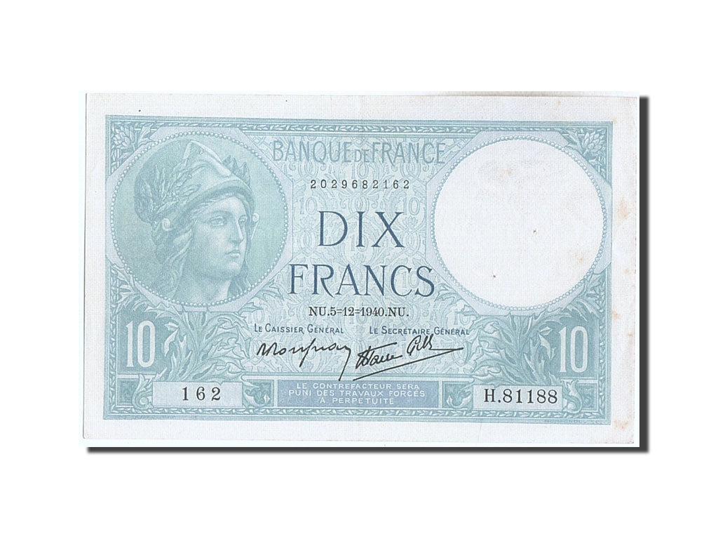 Banknote, France, 10 Francs, 10 F 1916-1942 ''Minerve'', 1940, 1940-12-05