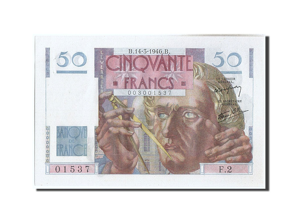 Banconote, Francia, 50 Francs, 50 F 1946-1951 ''Le Verrier'', 1946, 1946-03-14