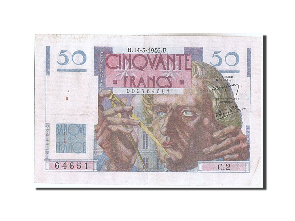Banconote, Francia, 50 Francs, 50 F 1946-1951 ''Le Verrier'', 1946, 1946-03-14