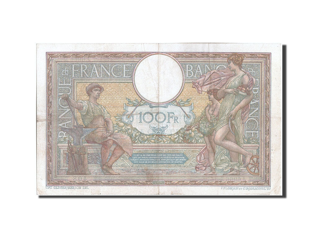 Banconote, Francia, 100 Francs, 100 F 1908-1939 ''Luc Olivier Merson'', 1920