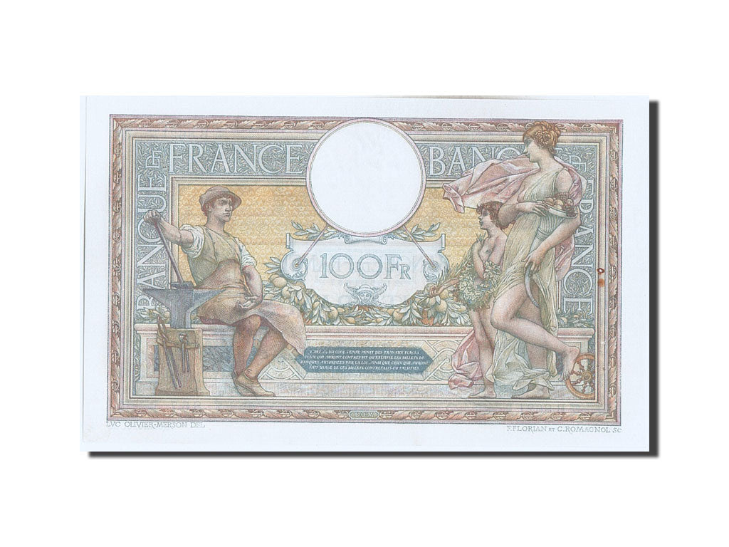 Banconote, Francia, 100 Francs, 100 F 1908-1939 ''Luc Olivier Merson'', 1922