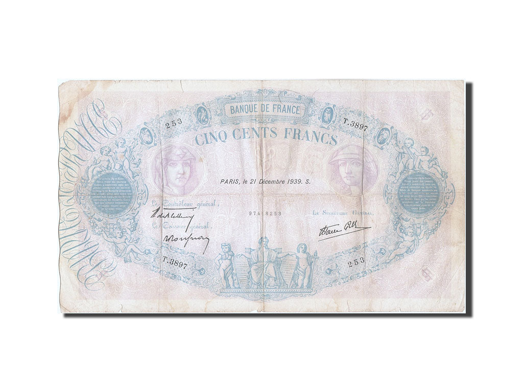Billet, France, 500 Francs, 500 F 1888-1940 ''Bleu et Rose'', 1939, 1939-12-21
