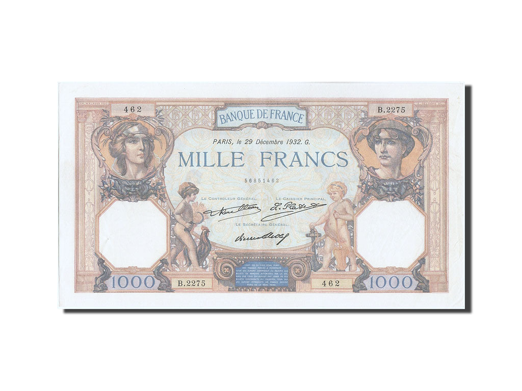Banknot, Francja, 1000 Francs, Cérès et Mercure, 1932, 1932-12-29, AU(55-58)