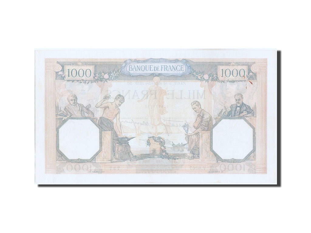 Banknote, France, 1000 Francs, 1 000 F 1927-1940 ''Cérès et Mercure'', 1939