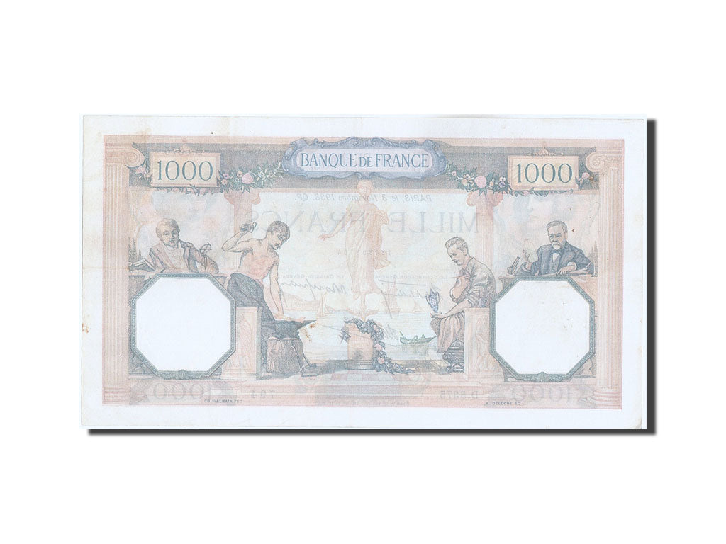 Banknote, France, 1000 Francs, 1 000 F 1927-1940 ''Cérès et Mercure'', 1938