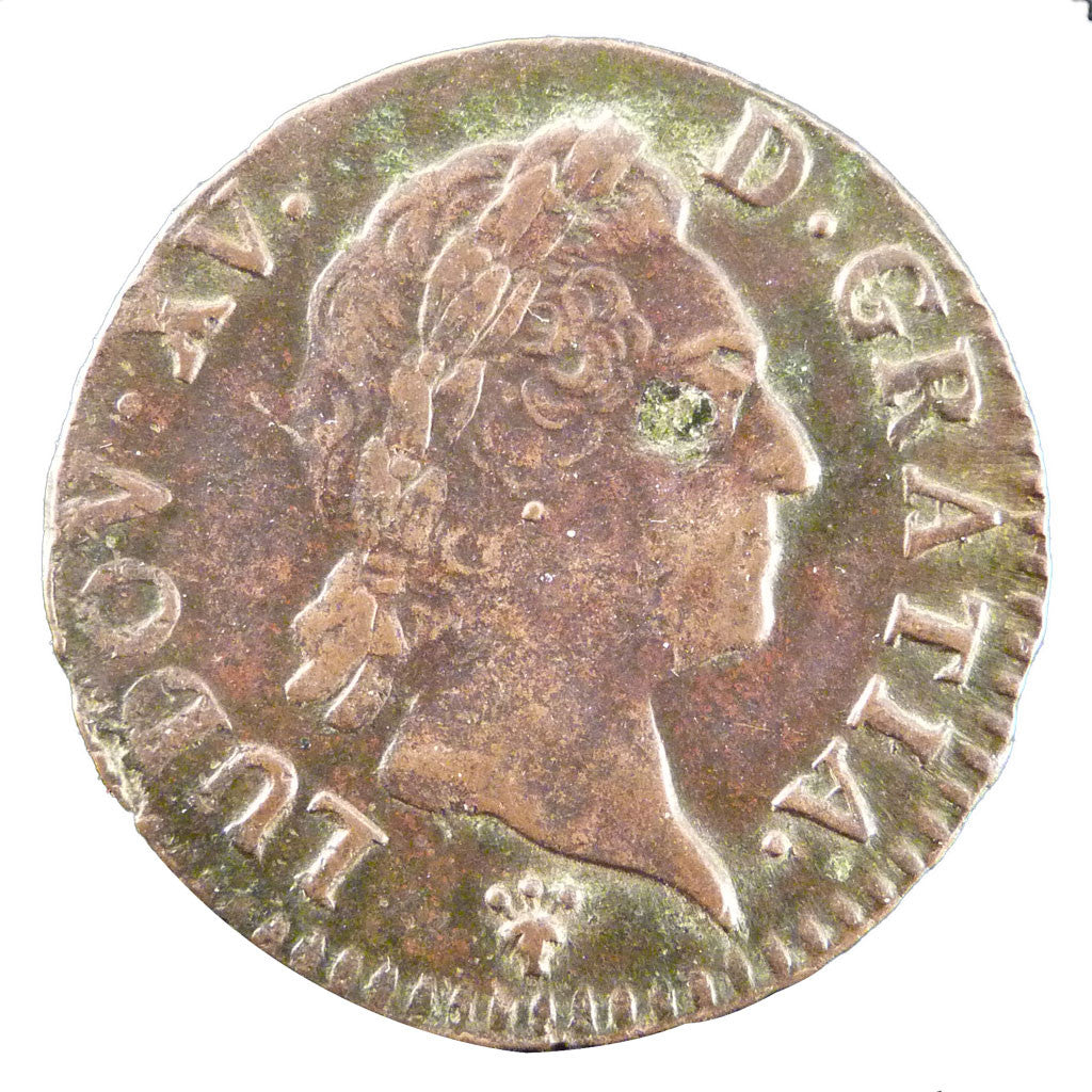 Monnaie, France, Louis XV, Demi sol à la vieille tête, 1/2 Sol, 1770, Reims