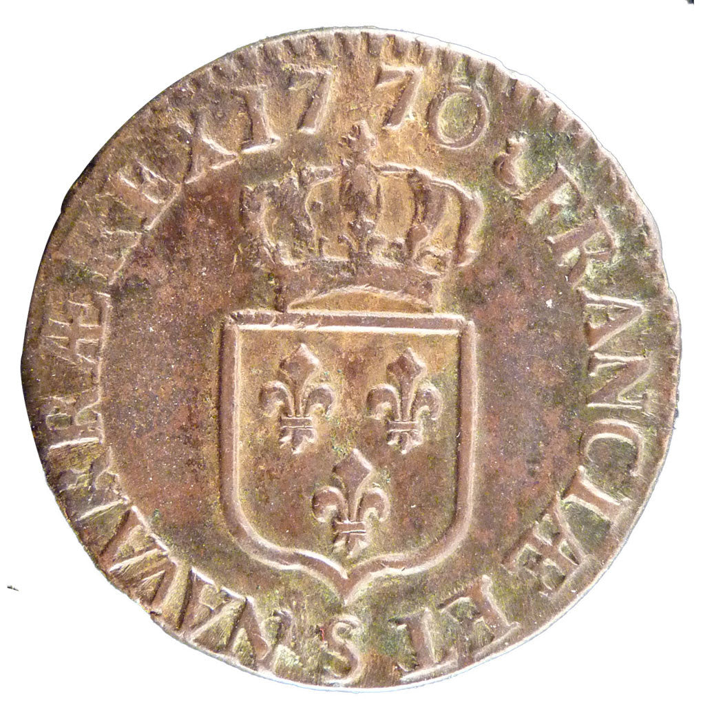 Monnaie, France, Louis XV, Demi sol à la vieille tête, 1/2 Sol, 1770, Reims